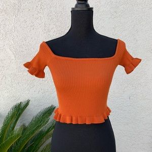 Rust off the shoulder top